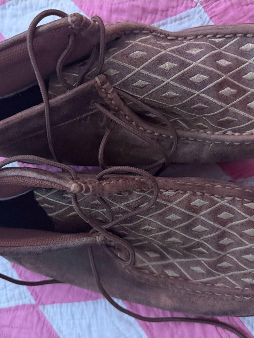 Twisted X Brown Diamond-Pattern Women's Moccasins